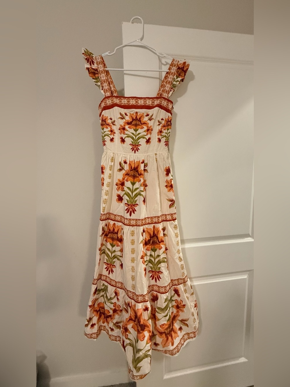 Flying Tomato Cream Maxi Dress with Rust Floral Print - Picture 14 of 16
